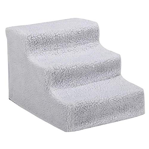 iuNWjvDU Pet Dog Rampa Macchina di Scala 3 Passi Peluche CoveredNon-Scivolo di Sicurezza Animali Scala per Il Gatto del Cane