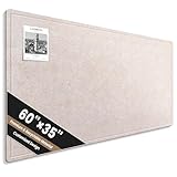 Large Bulletin Board, 60 X 35 Inches Felt Cork Board with 40 Pushpins, Foldable Felt Notice Pin Board Photo Display Board with Self-Adhesive Tape for Office Home School