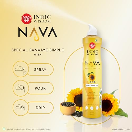 Image of IndicWisdom's Nava Oil Spray Wood Pressed Sunflower Oil (No Aerosol /CFCs /Preservatives)(Cold Pressed - Oil Spray)