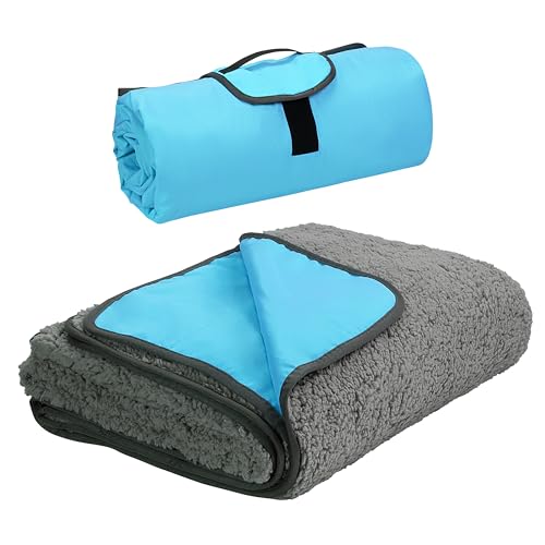 Image of Tirrinia Large Waterproof Outdoor Blanket, Soft Warm Windproof Stadium Blanket with Sherpa Fleece and Foldable for Outdoor Sport, Baseball, Football, Beach, Concerts, Car
