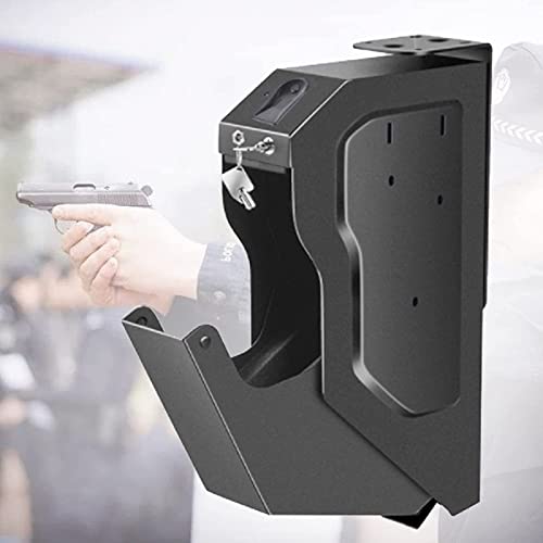 BEIJIAYI Caja Fuerte Pistola Montada Pared, Cajas Fuertes Montadas para Pistolas, Caja Fuerte Armas Seguridad Acero, Dispositivo Seguridad Pistola con Huella Dactilar Biométrica Y Cerradura Llave Cover