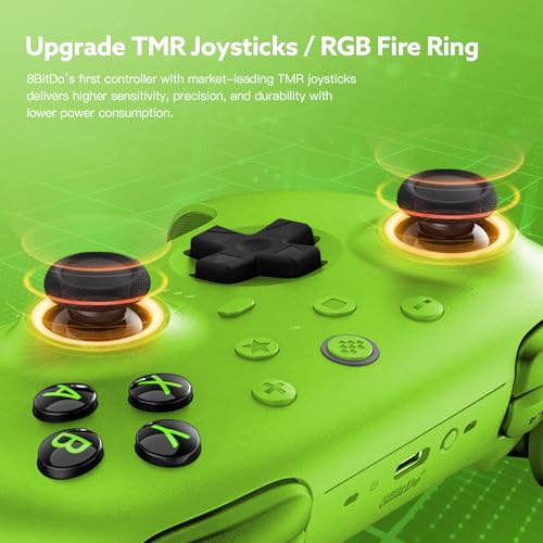 8Bitdo Ultimate 2 Wireless 2.4G Controller for PC/Android/Apple/Steam, TMR Joystick, Switchable Hall Effect/Tactile Triggers, RGB Fire Ring, 8Speed Wireless Tech Controller with Charging Dock