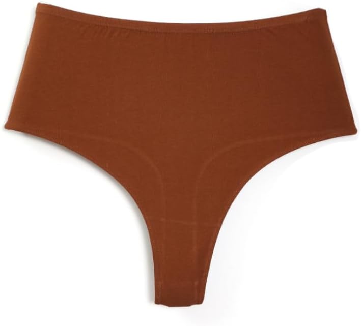 DGHM-JLMY Women's High Slit Cotton Thong Seamless Underwear Thong Breathable High Elastic Briefs Seamless Knickers Multipack (Brown 1Pc,Medium)
