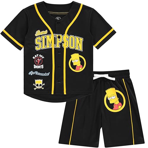 Image of The Simpsons Boys Bart Simpson Baseball Jersey Shirt and Shorts Clothing Set- Little and Big Boys Sizes 4-20
