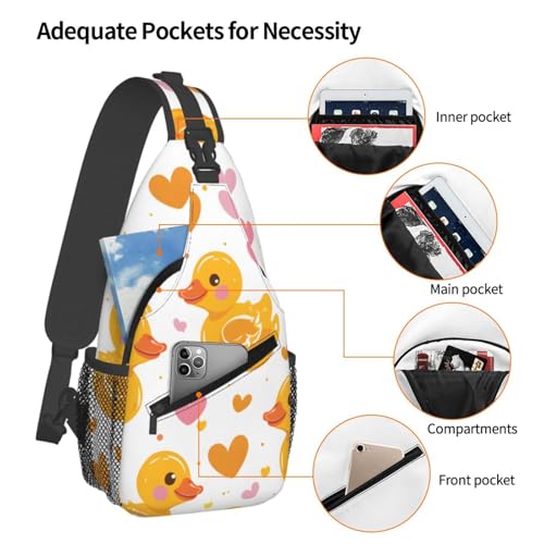 Mochila tipo sling Duck Heart Peach para hombre y mujer miniatura 4