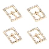 uxcell 4Pcs Rhinestone Roller Buckles, 10mm(0.39') Single Prong Metal Belt Buckle Crystal Triglides Slider Movable Bar Strap Adjuster for Bags Coats Leather Crafts (Light Golden)