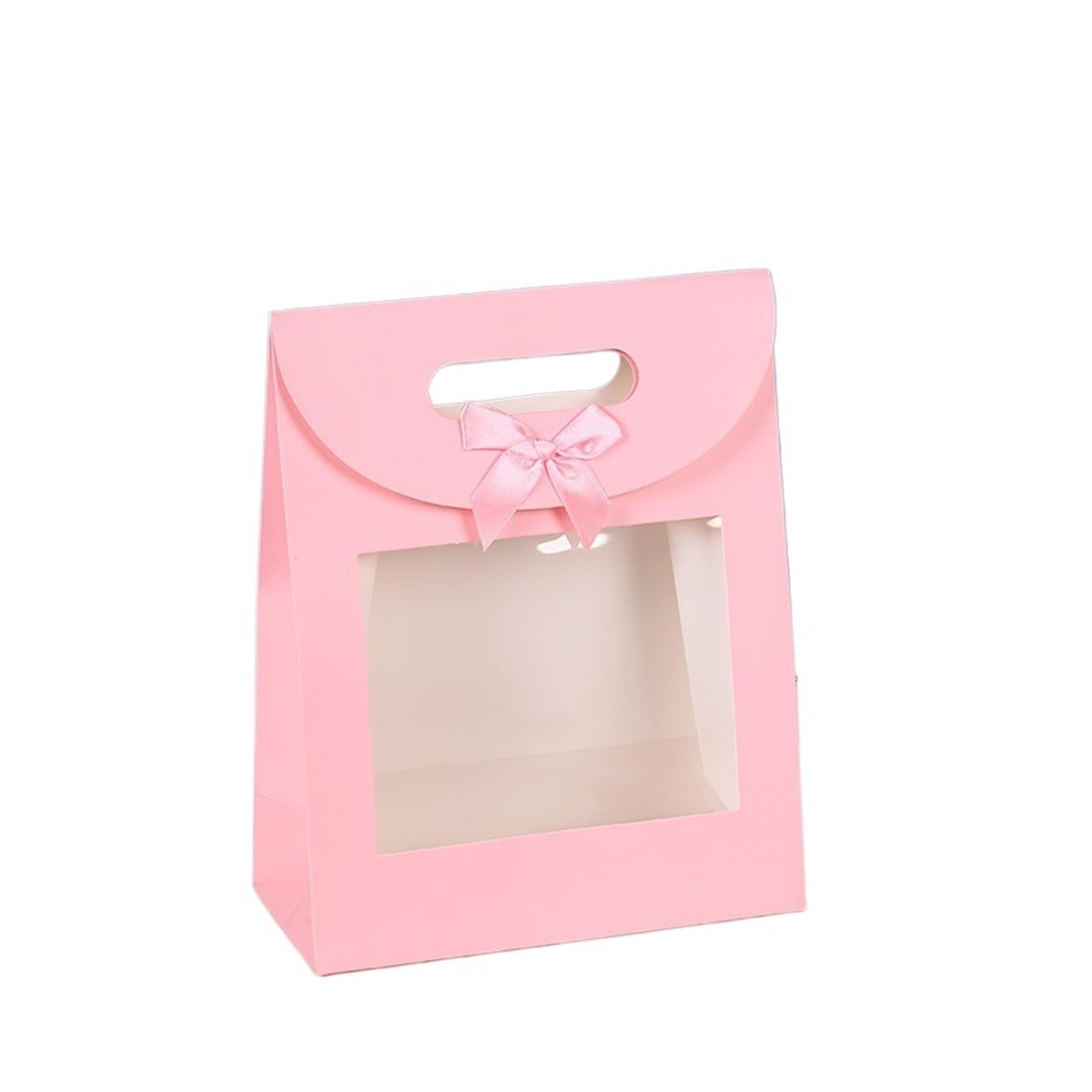 Porta Torta Scatola di Carta da 12 Pezzi con Finestra ribaltata con Fiocco, Confezione for Torta, Caramelle, Custodia da Forno, bomboniera for Festa di Compleanno(Pink,26x19x9cm)