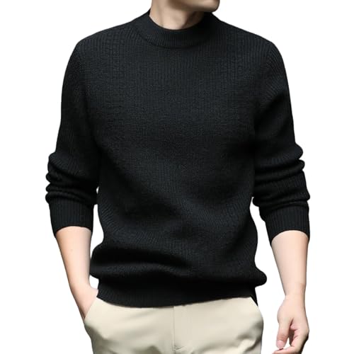 Prenda cálida para hombre estilo cárdigan de punto suéter grueso casual negro M