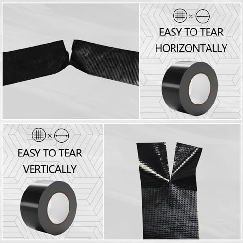 Image of SWRT 9 Mil 2-Pack Black Heavy Duty Duct Tape Strong Adhesive, 2 in x 30 YD (Total 60YD) Duct Heavy Duty Waterproof All Weather Black Duct Tape No Residue Sealing & Patching for Indoor&Outdoor Repair