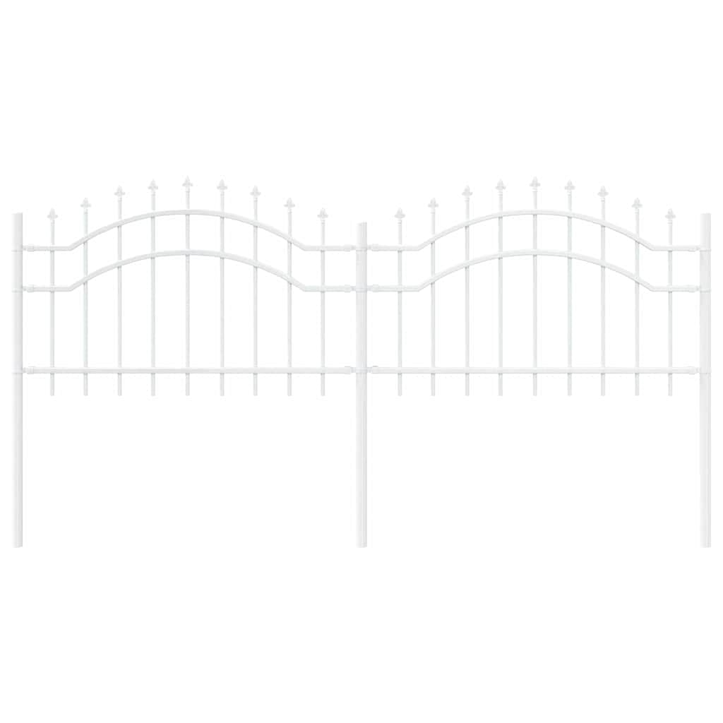 Powder Coated Steel Garden Fence Woerden White 240 x 115 cm Weather Resistant Rustproof Decorative Boundary for Flower Beds Terrace Small Vegetable Patch Outdoor Use