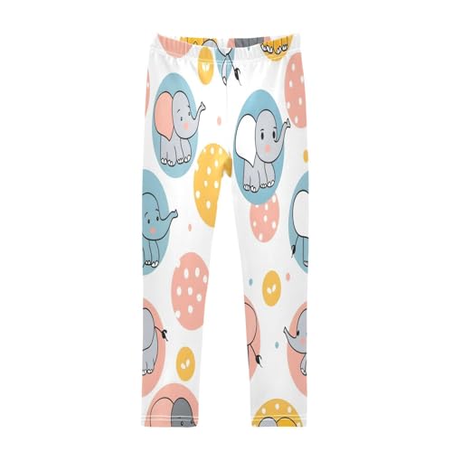 Bolaz Toddler Girls Leggings Printed Yoga Pants Leggings Circle Cute Elephant for Kids