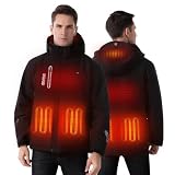 GVOR Heated Jacket for Men with 12V Battery Pack,Detachable Hood,Winter Outdoor Keep warm Coat Electric Insulated Jackets
