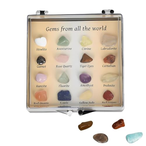 16 PCS Healing Crystal Gifts, Crystals and Gemstones, Crystal Set, Crystals Gemstones Bulk, Natural Gemstones,Raw Stones,Crystal Gravel with Instruction, for Meditation, Balancing Yoga