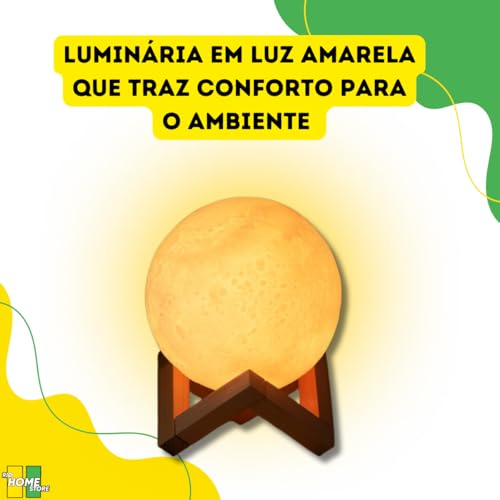 Luminária De Lua Cheia 3d Led Abajur Decoração Realista Com Base Sem Fio Monocromática