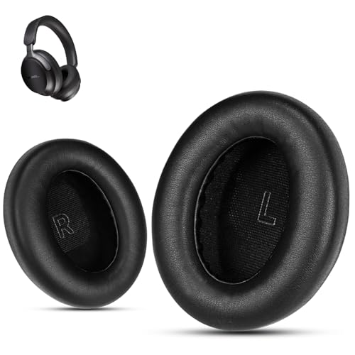 Almohadillas de repuesto para audífonos Bose QuietComfort Ultra, cuero de proteína suave, espuma de alta densidad, aislamiento de ruido, fácil instalación, almohadillas de repuesto Bose QC Ultra, negro miniatura 1