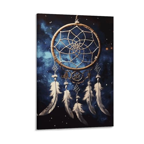 Attrape-rêves fantaisie sur toile blanche pour une chambre zen