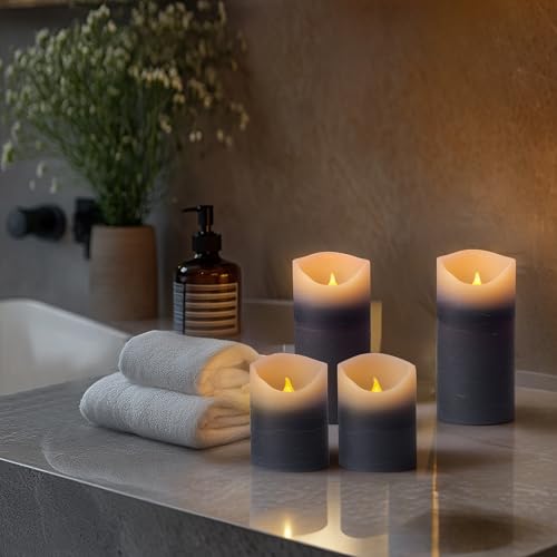 Image of Blue Flameless Candles with Remote and Timer, 4 Pack Real Wax LED Pillar Candles Battery Operated with Flickering Flame,Flickering LED Candles for Christmas Gift Party Home Decor (Blue)