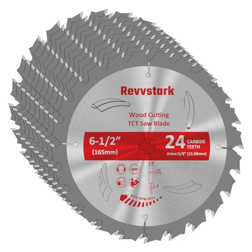 Revvstark 10 PCS Circular Saw Blade 6-1/2 24T for Cutting Wood 5/8 Arbor