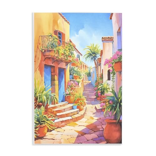 Stupell Industries Bright Mediterranean City Wall Plaque Art Design by