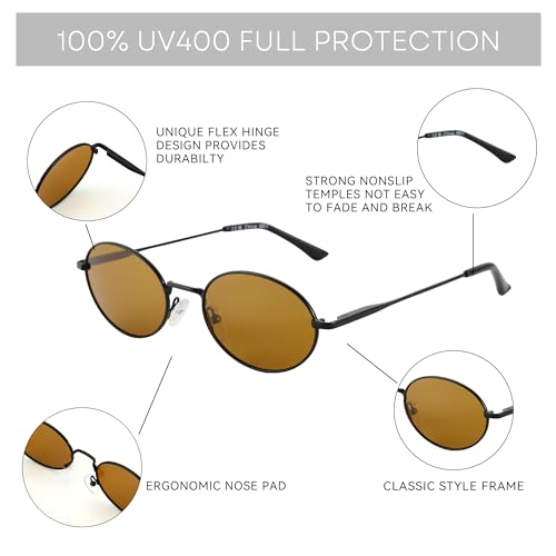Image of ZENOTTIC Oval Retro Sunglasses for Women Men UV400 Polarized Glasses Unisex Vintage Style Classic Shades