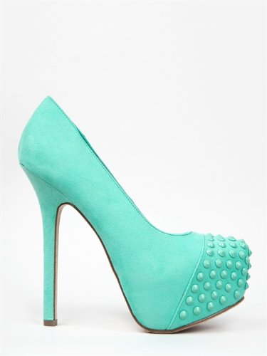 Breckelle's Marisa-32 Mint Studded Cap Toe Platform High Heel Stiletto Basic Party Pump