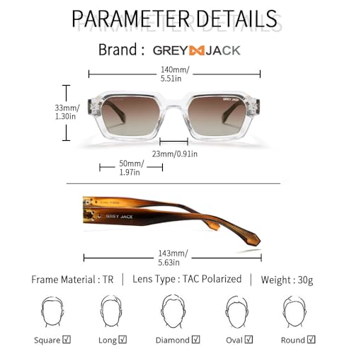 Image of grey jack TR90 Rectangle Polarized Sunglasses for Men Women,Stylish Full Rim Eyewear for UV Protection 21040