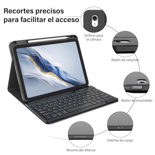 Teclado para iPad 11 y 10 Gen Bluetooth Desmontable Magnético Ñ 6
