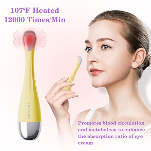 Landwind Eye Massager Wand Electric Tool Pen, 107℉ Heat Vibration Massage Tool For Anti-Aging, Puffy Eyes & Dark Circles, Skin Care Product Absorption, Revitalize Your Skin, Smart Devices (Yellow) #TOP2