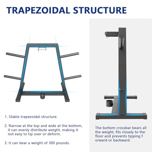 Weight Plate Rack Olympic Plate Rack Weight Storage Rack for 1-Inch Weight Plates, Olympic Weight Plate Tree - Heavy Duty Bumper Plate Rack for Home Gym, Holds 300 lbs - Image 6