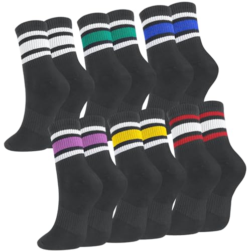 taonganui 6 Paare Socken Damen Sportsocken 38-42 Tennissocken Lange Baumwollsocken Sport Socken mit Streifen Tennis Socken Frauen, Schwarz taonganui 6 Paare Socken Damen Sportsocken 38-42 Tennissocken Lange Baumwollsocken Sport Socken mit Streifen Tennis Socken Frauen, Schwarz