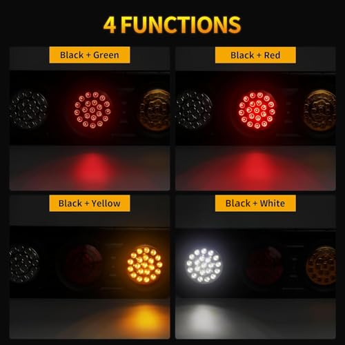 Image of 2 PCS 63 LED Trailer Tail Lights Bar Kit, Stop Turn Signal Brake Reverse Tail light with Iron Bracket Base Waterproof 12V-30V 4 Inch Round Led Trailer Tail Lights for RV Camper Flatbed Trucks