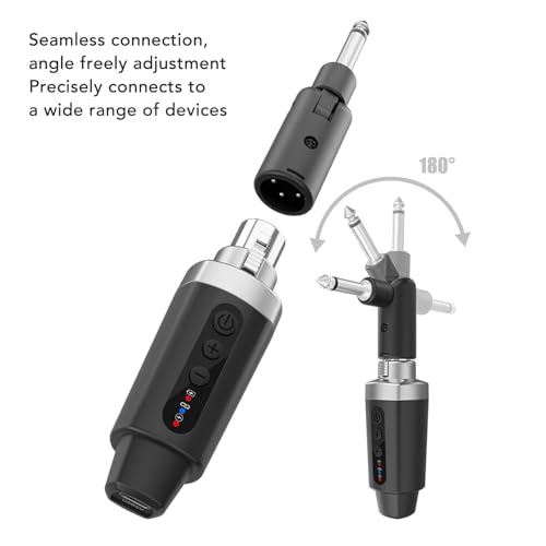 Sistema adaptador inalámbrico de micrófono transmisor y receptor XLR UHF con larga duración de batería para bodas y presentaciones en vivo ABS negro 1 set miniatura 5