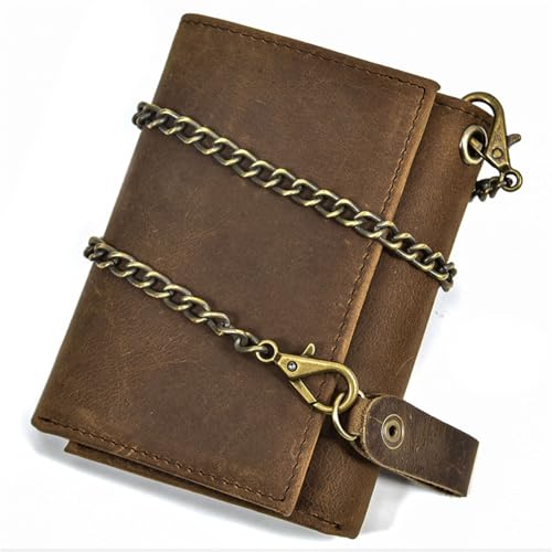 Mens leather wallet Chain small RFID Blocking trifold Wallet Slim Minimalist Western Wallet For Men with Credit Cards(brown)3