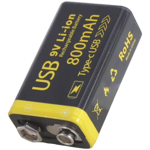 Batería recargable de 9 V 6F22 de 800 mAh/1100 mAh con cable tipo C para entusiastas de la electrónica y más