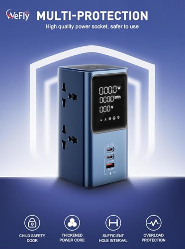 Image of Tower Extension Board with Surge Protection, 45W USB-C PD Fast Charging (GaN), 10A /2500W Power Strip (Spike Guard), 4 AC Sockets, 2 USB-C + 1 USB-A, Indian 3-Pin Plug, 2m Extension Cord Indoor (SC2)