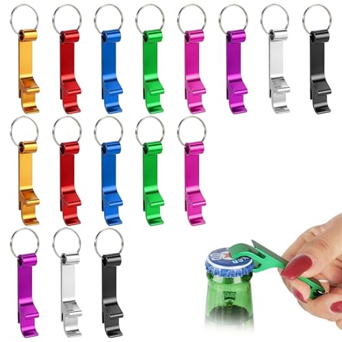 16 Stück Flaschenöffner Schlüsselanhänger,Aluminium Bierflaschenöffner,Bieröffner...