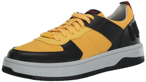 HUGO Kilian Retro Inspired - Tenis de dos tonos para hombre, Aurora Yellow/Deep Black, 47 EU