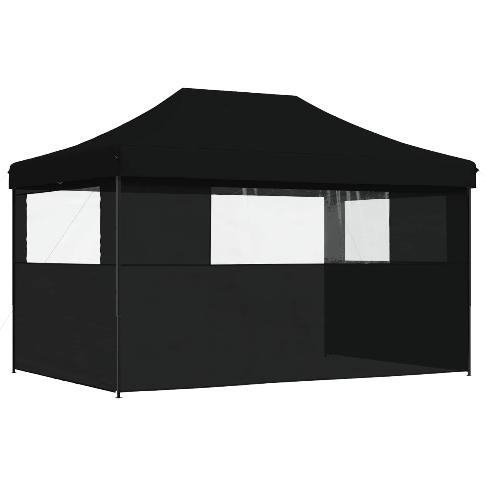 Party-Zelt Schwarz aus Oxford-Stoff 292 x 440 x 315 cm mit pulverbeschichtetem Rahmen, Faltpavillon für Garten, Terrasse, Camping, Festival und Gartenparty