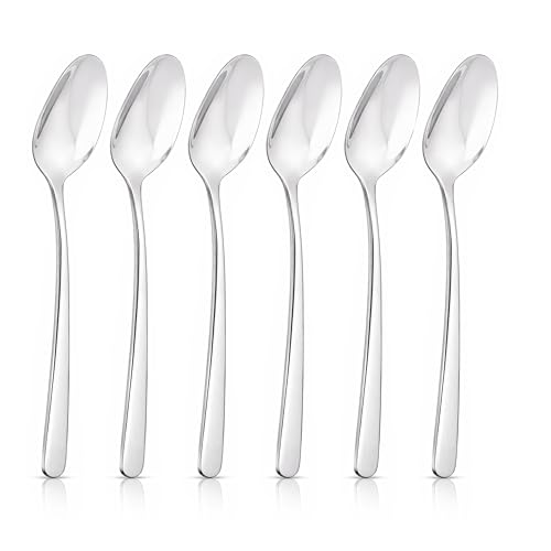 Image of Culinex 18 /8 Premium Stainless Steel 4.7 inch Tea & Coffee Small Spoon Set of 6 | Silver Rustproof Food Grade Flatware Cutlery By thinKitchen (Dora)