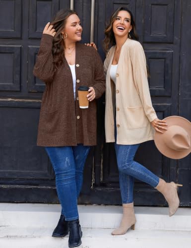 Image of MONNURO Plus Size Cardigan for Women Lightweight Open Front with Pockets