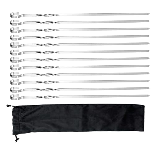 Pinchos de metal para barbacoa planos y reutilizables ideales para carne, pollo y camping 2