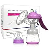 JADE KIT Manual Breast Pump - Adjustable Suction Silicone Hand Pump Breastfeeding, Small Portable Manual Breast Milk Catcher Baby Feeding Pumps & Accessories, Purple, Mother’s Day Gifts