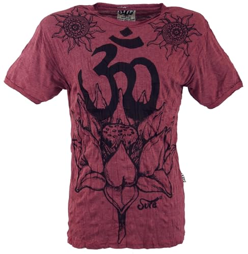 GURU SHOP Sure Herren T-Shirt Lotus OM - Bordeaux, Baumwolle,...