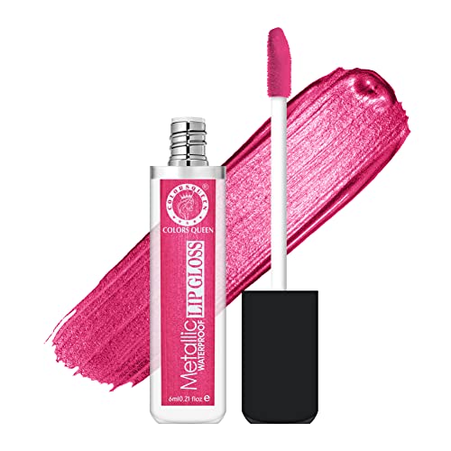 Image of Colors Queen Metallic Waterproof Lip Gloss | Lightweight Lip Gloss with High Shine | Glossy Liquid Lipstick with Shimmer for Smooth & Shiny Lips, Non-Sticky Formula (11 - Doll House)