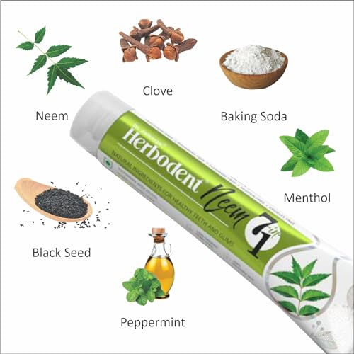 Image of NEEM 7 in 1 Toothpaste - 100g Pack of 6 | Organic Herbs-Neem, Black Seed & Xylitol for Anti Cavity-Cardamom & Mint for Taste & Freshness-Baking Soda for Excellent Cleaning