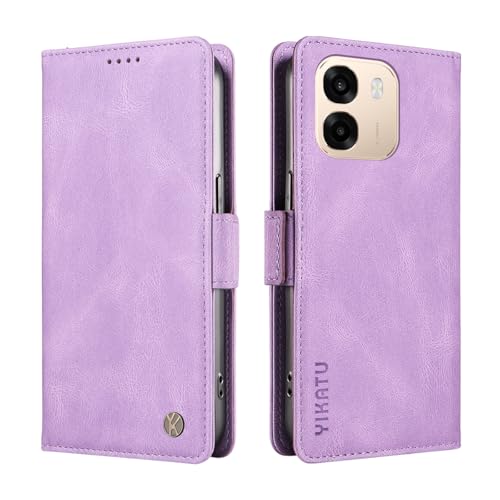 YBFJCE for Oppo A6c Case with Card Holder, PU Leather Shockproof Durable for Oppo A6c Phone Cover Wallet Case Protective Flip Folio Cover, Purple