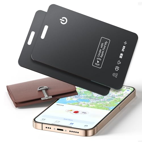 Image of 2-Pack Wallet Air Tracker Tag Compatible with Apple Find My (iOS Only), Card 0.06in Bluetooth Tracker for Wallets, Luggage, Passport, Wireless Charging, Anti-Loss Card Locator