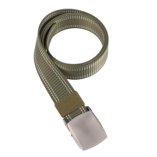 1pc Adjustable Canvas Belt for Men and Women Lightweight Waistband Plastic Buckle for Outdoor Training Green Webbing