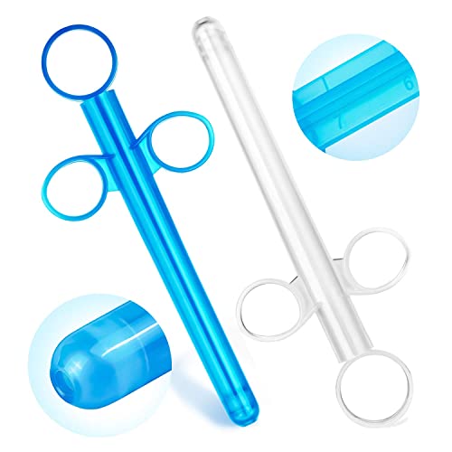 Lube Applicator Injectors with 10ml Precise Scales 6.5 Anal Lubricant Shooter with Leak-Proof Silicone Cap Reusable Durable Use Anal Lube Applicator for Men Women & Couples Pack of 2