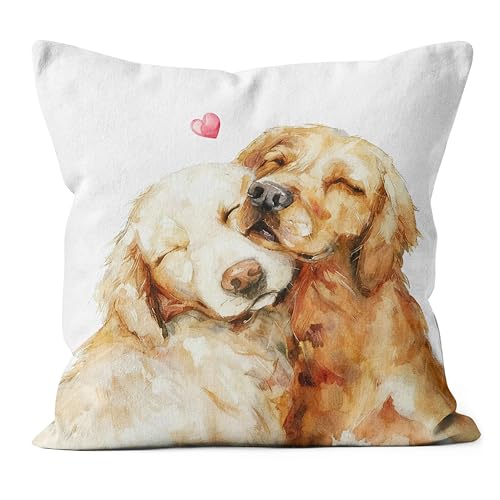 WDSFHYJK Valentine’s Day Golden Retriever Pillow Covers 18x18, Gifts for